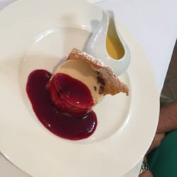 Blue Olive Cafe & Restaurant - Bread n butter pudding with raspberry sauce
