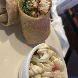 Chicken salad wrap with pasta salad
