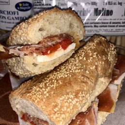 The Arthur Ave-prosciutto Di Parma, fresh Mozzarella & sweet peppers- best sandwich I have ever eaten. Hands down!