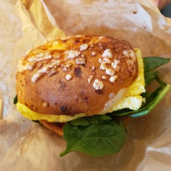 Panera Bread - Egg sausage and cheese on bagel with added spinach and tomato - Sandwiches Near Me - St Augustine, Florida