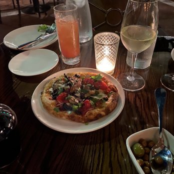 AOC - Roasted eggplant, tomato, mozzarella, oil-cured olives & arugula. - Cocktail Bars Near Me - Los Angeles, California