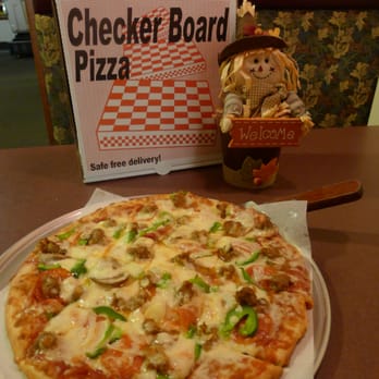 Checker Board Pizza - Our 6 Topping deluxe available in all sizes! - Pizza Near Me - St Paul, Minnesota Checker Board Pizza - Our 6 Topping deluxe available in all sizes! - Pizza Near Me - St Paul, Minnesota