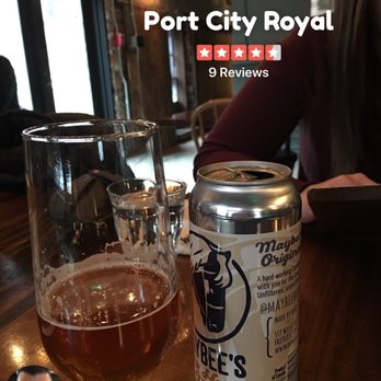 Port City Royal - a can of beer and a glass of beer - Canadian (New) Near Me - Saint John, New Brunswick Port City Royal - a can of beer and a glass of beer - Canadian (New) Near Me - Saint John, New Brunswick