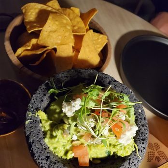 Cantina Monarca - Guac, Salsa & Chips (added the goat cheese, pumpkin seeds, and watermelon to the guac) - Cocktail Bars Near Me - Bellevue, Washington Cantina Monarca - Guac, Salsa & Chips (added the goat cheese, pumpkin seeds, and watermelon to the guac) - Cocktail Bars Near Me - Bellevue, Washington