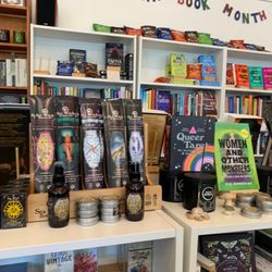 Monthly book club display.