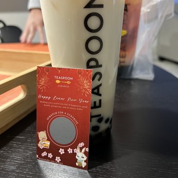 Teaspoon - LNY scratcher and Creamy Jasmine - Bubble Tea Near Me - San Diego, California Teaspoon - LNY scratcher and Creamy Jasmine - Bubble Tea Near Me - San Diego, California