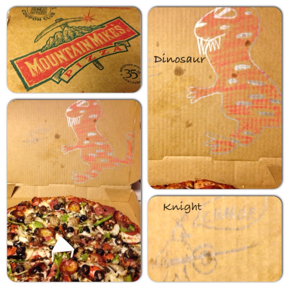 Mountain Mike's Pizza - The knight fighting a dinosaur!! - Pizza Near Me - Visalia, California
