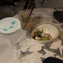 Humboldt Bar - Cynometer and the cool waters cocktail Food: SPICY MARINATED CUCUMBER & TOFU