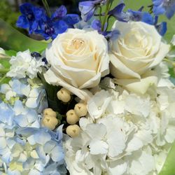 J & M Home And Garden - Custom blue and white bouquet