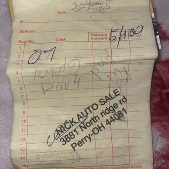 Nick's Auto Sales - My receipt for the purchase of the 2007 Toyota rav4. - Auto Repair Near Me - Philadelphia, Pennsylvania Nick's Auto Sales - My receipt for the purchase of the 2007 Toyota rav4. - Auto Repair Near Me - Philadelphia, Pennsylvania