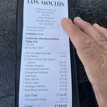 Los Mochis - Our receipt - Asian Fusion Near Me - London, XGL Los Mochis - Our receipt - Asian Fusion Near Me - London, XGL