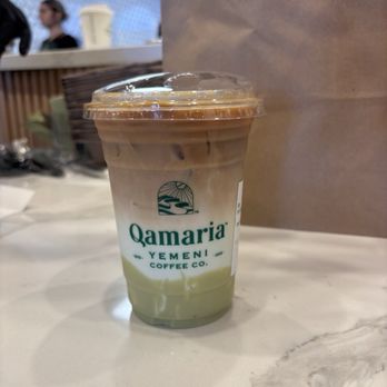 Qamaria Yemeni Coffee - Iced Pistachio Latte $8.50 - Coffee & Tea Near Me - Riverside, California