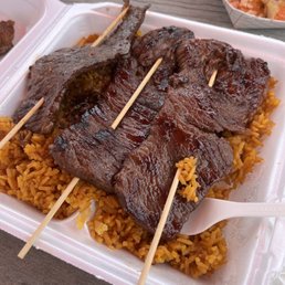Beef sticks with fried rice Beef sticks with fried rice
