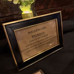 Malvagio's Italian Trattoria - Our adorable reservation sign :)