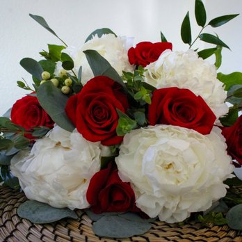 Mum's The Word - Red Roses and White Peonies Bouquet - Florists Near Me - Fullerton, California