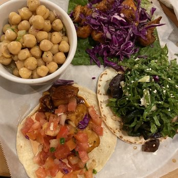 Taqueria Tsunami - Buffalo Cauliflower on lettuce wrap. Chicken Teriyaki Veggie Garbanzo Bean salad - Asian Fusion Near Me - Athens, Georgia Taqueria Tsunami - Buffalo Cauliflower on lettuce wrap. Chicken Teriyaki Veggie Garbanzo Bean salad - Asian Fusion Near Me - Athens, Georgia