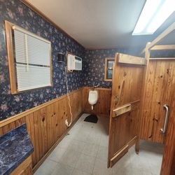 Chopping Block Steakhouse - Classiest bathroom I've ever seen - and air conditioned!