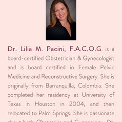 Lilia M Pacini - This is Dr.Pacini don't be fooled by the photo. She has zero empathy terrible bedside manner and is money hungry focused