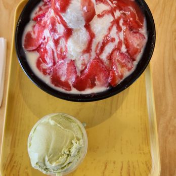 Teaish & Coffee - Strawberry Bingsoo 5/5 (with matcha ice cream add-on) - Coffee & Tea Near Me - Buena Park, California