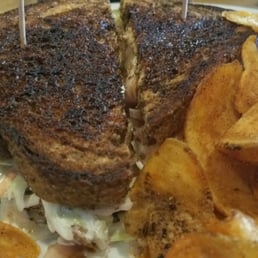 Delicious turkey rueben with their homemade chips. Tasty offering. Delicious turkey rueben with their homemade chips. Tasty offering.