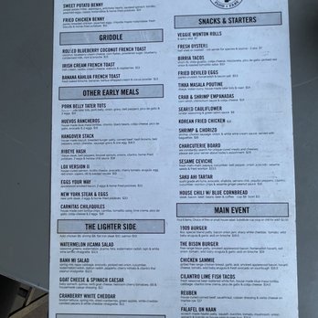 1909 - Menu - Bars Near Me - Temecula, California