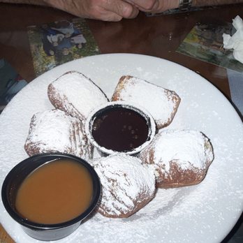 Chapter 2 - Beignets with chocolate and caramel sauce - New American Near Me - Tracy, California Chapter 2 - Beignets with chocolate and caramel sauce - New American Near Me - Tracy, California