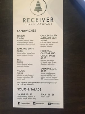 Menu photo 3 Receiver Coffee Charlottetown, PE