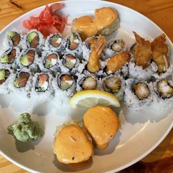 Yamafuji - Salmon Cado Sushi Roll Philly Sushi Roll Shrimp Tempura Sushi Roll California Crunch Sushi Roll (No Eel)