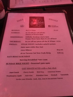 Menu photo 2 Oak Grove Tavern Grove City, OH Menu photo 2 Oak Grove Tavern Grove City, OH