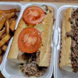 Willy’s Phillys - Fresh hand cut potato fries, Philly with cheese lettuce/tomatoes, plain Philly. Best I've ever tasted!!