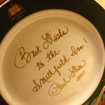 The Smithfield Inn Restaurant & Tavern - Paula Deen Autographed Plate - Bed & Breakfast Near Me - Smithfield, Virginia The Smithfield Inn Restaurant & Tavern - Paula Deen Autographed Plate - Bed & Breakfast Near Me - Smithfield, Virginia