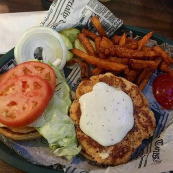Northside Bar & Grill - The always delicious, Jane's Buffalo chicken burger with sweet potato fries!!! It's too damn good. - American Near Me - Monroe, Michigan