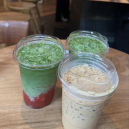 Strawberry matcha and chai