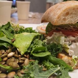 Carrot Express - Half chicken salad sandwich and green goddess salad