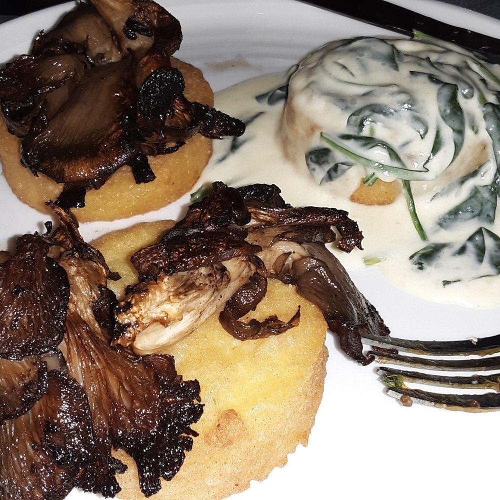 Samuel Slater's Restaurant - Polenta trio...asked for 2 with spinach ns goat cheese sauce...got 2 with mushrooms instead...I guess the chef didn't like my request. - New American Near Me - Webster, Massachusetts