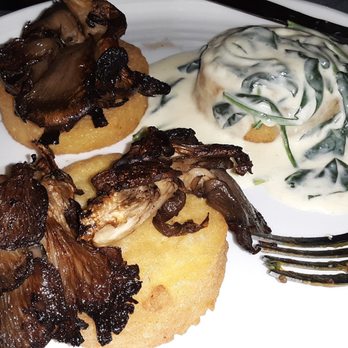 Samuel Slater's Restaurant - Polenta trio...asked for 2 with spinach ns goat cheese sauce...got 2 with mushrooms instead...I guess the chef didn't like my request. - New American Near Me - Webster, Massachusetts