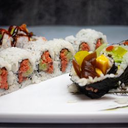Its, shirmp tempura roll, spicy tuna and veg roll