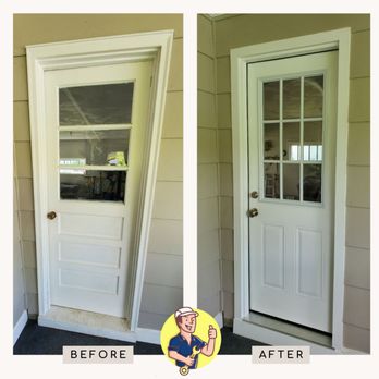 Mohawk Valley Handyman - We replaced our Client's patio door with a new steel nine lite door along with new PVC trim. - Handyman Near Me Mohawk Valley Handyman - We replaced our Client's patio door with a new steel nine lite door along with new PVC trim. - Handyman Near Me