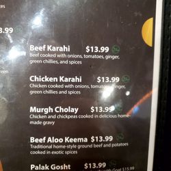 Raja Foods - A few menu options.