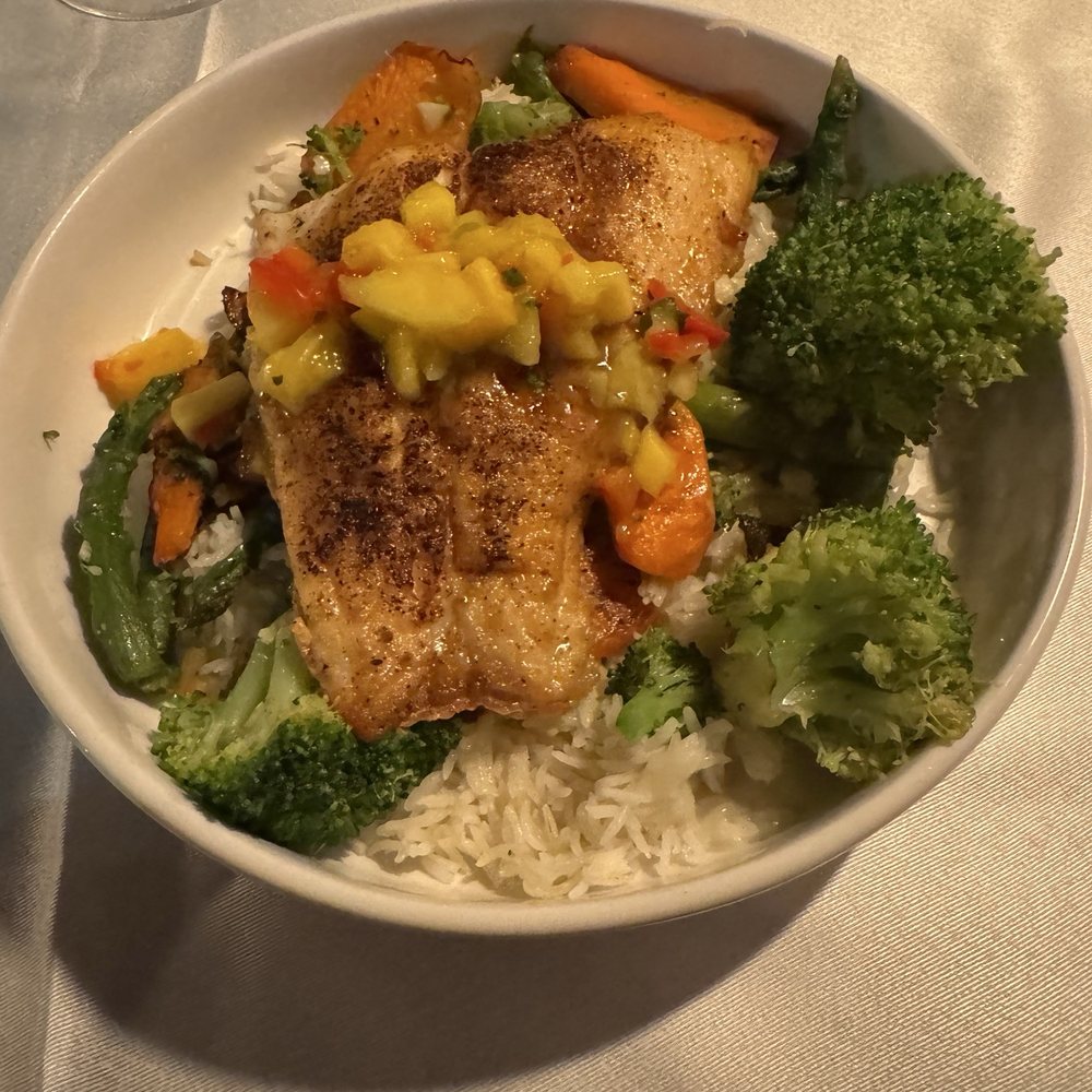 DeVine Bistro - Blackened snapper with coconut rice and vegetables - New American Near Me - Wellington, Florida
