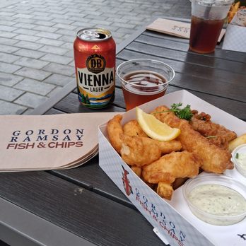 Gordon Ramsay Fish & Chips - Mean with a beer - Fish & Chips Near Me - Washington, DC, District of Columbia