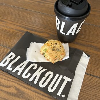 Blackout Baking - 12 oz Latte and Cheddar Scallion Scone - Bakeries Near Me - Oak Park, Illinois