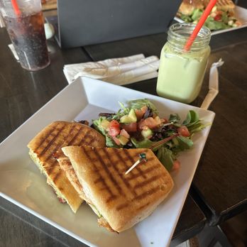 Crave Café - Chicken Pesto Panini & Iced Matcha Latte - Creperies Near Me - Sherman Oaks, California Crave Café - Chicken Pesto Panini & Iced Matcha Latte - Creperies Near Me - Sherman Oaks, California