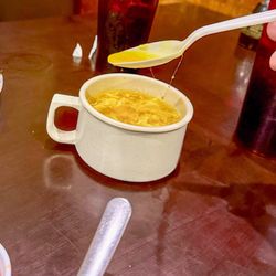 City Buffet - Egg drop soup featuring a long strand of hair