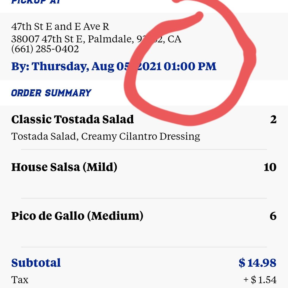 El Pollo Loco - screenshot I sent to husband to pick up order at 1:00pm. - Mexican Near Me - Palmdale, California El Pollo Loco - screenshot I sent to husband to pick up order at 1:00pm. - Mexican Near Me - Palmdale, California
