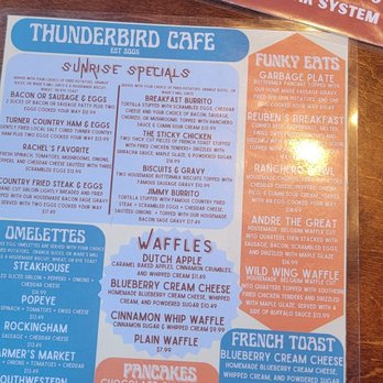 Thunderbird Cafe - Menu - Breakfast & Brunch Near Me - McGaheysville, Virginia Thunderbird Cafe - Menu - Breakfast & Brunch Near Me - McGaheysville, Virginia