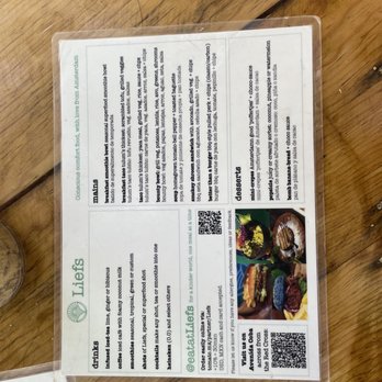 Liefs - Menu - Vegan Near Me - Tulum, ROO