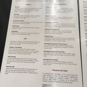 Himalayan Kitchen - Main Menu - Himalayan/Nepalese Near Me - Durango, Colorado