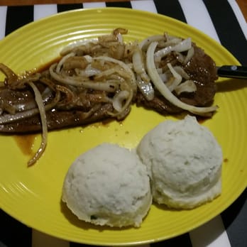 Cebiche's Place - Steak and onions with malanga - Seafood Near Me - Miami, Florida Cebiche's Place - Steak and onions with malanga - Seafood Near Me - Miami, Florida