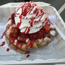 The Joy of Funnel Cakes - Small Overloaded Strawberry Funnel Cake (with no ice cream)